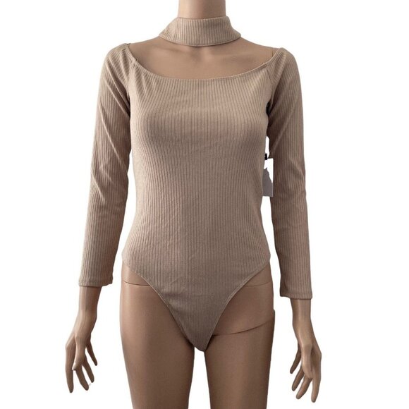 Astr The Label Bodysuit Ribbed Thong Mauve Pink Medium Off Shoulder - Picture 6 of 11